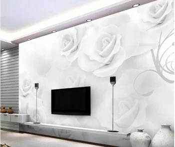 3d тапети за стая Модерен минималистичен бял розов фон стенни цветни тапети, стенни рисувани 3d тапети