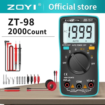 Цифров Мултицет BOBI ZT-98 Автоматичен Диапазон от променлив и постоянен стрес, Съпротивление на протичането на ток, Включване-изключване на Зумер, Тестер за електрически уреди С подсветка