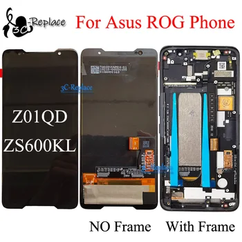 Оригинален Amoled Черен За Asus ROG Phone ZS600KL Z01QD LCD Сензорен дисплей, Дигитайзер, В Събирането, Замяна/С Рамка
