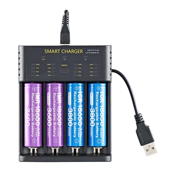 4 Слота USB батерията Smart Charger за 3,6 В/3,7 В една литиева батерия 1,2 В Ni-MH/Ni-Cd
