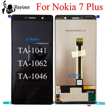 Черно 6,0 См За Nokia 7 Plus 7P TA-1041 TA-1062 TA-1046 LCD Сензорен дисплей Дигитайзер Панел В Събирането на Резервни Части