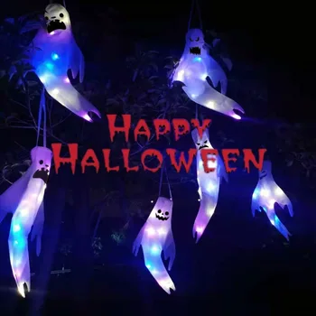 Украса на Светия Windsock на Хелоуин: Светещи в тъмното led принт под формата на лицето призрак за инсталиране на мястото на провеждане на събитието, украса за парти на Хелоуин