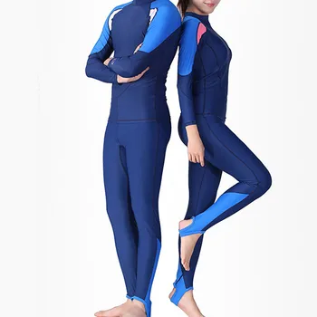 Професионален водолазен костюм от неопрен Синьо За Мъжете И Жените, на Костюм за Гмуркане с дълъг ръкав, едно парче двойка неопрен за сърфиране, гмуркане с шнорхел