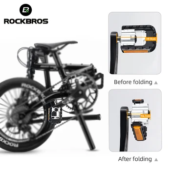 Сгъваем педал на велосипед ROCKBROS, алуминий устойчива на плъзгане светоотражающая ивица, стабилна колоездене, Лесна инсталация, самосмазывающаяся като педал