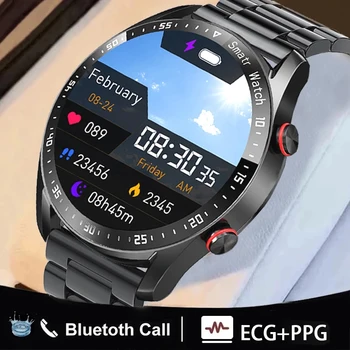 2023 Нов ЕКГ ТОЧКИ Bluetooth Предизвикателство Смарт Часовници Мъжки Музикален плейър Водоустойчив Спортен Фитнес Тракер, Каишка От Неръждаема Стомана Smartwatch