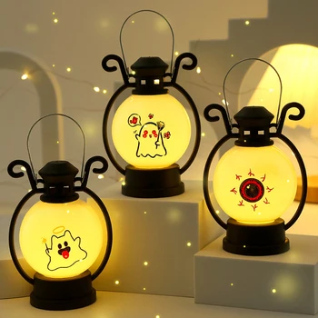 Фенери за Хелоуин, преносими лампи, лампа-призрак под формата на тиква как става това с батерията, Светлини за украса на парти за Хелоуин