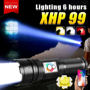 Мощни led светлини, супер ярък Дальнобойный XHP99, Малък акумулаторен led фенер, работно тактически фенер