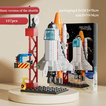 Монтаж на строителни блокове със собствените си ръце Аэрокосмический космически кораб, Ракета-носител от Серията Space Набор от модели за деца и момчета Развиване на блокове Играчка за подарък