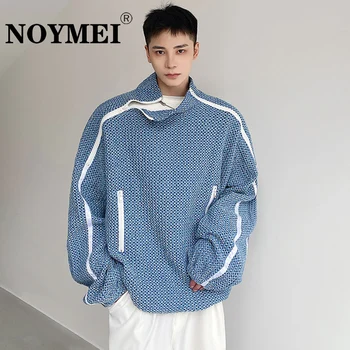 Мъжки модни якета NOYMEI High Street в клетката с Цип, Корейски Стилен Пуловер с дълъг ръкав, Мъжки блузи WA2191