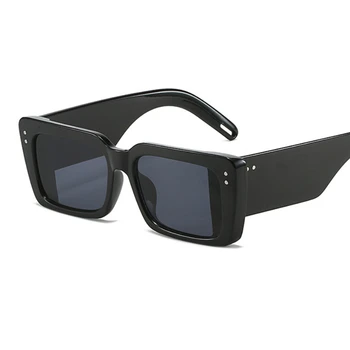 Нови популярни модни Квадратни два цвята дамски слънчеви очила с нитове в ретро стил, широки крака, мъжки слънчеви очила с UV400, слънчеви очила