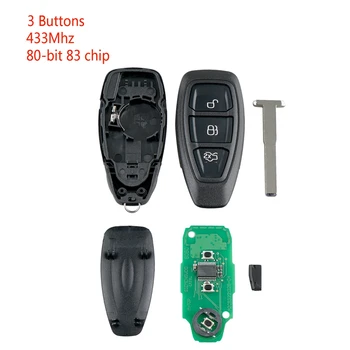 Авто умно дистанционно ключ с 3 бутона, подходящи за Focus C-Max, Kuga, Mondeo Fiesta B-Max 433 Mhz