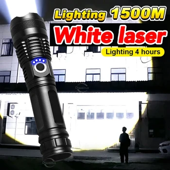 Най-мощният в света фенерче 30 W LED USB Акумулаторна Радиус на действие на 1500 метра Тактически Фенер фенер Lanten Самостоятелно Defen HandLamp