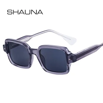 Дамски Правоъгълни слънчеви очила SHAUNA с ретро-нитове, Маркови дизайнерски Модни мъжки нюанси UV400