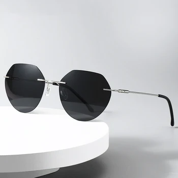 Луксозни Мъжки Поляризирани Слънчеви очила За Шофиране, очила за мъже И жени, Мъжки Черни Слънчеви очила-пилоти без рамки, UV400, Модел ZC114