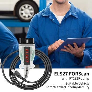 ELS27 V2.3.8 OBD2 Авто Диагностика FTDI кабел Mircochip Forscan Автоматично Диагностичен Интерфейс Автомобилен кабел за четене на кода на Ford Focus Mk1