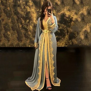 Вечерни рокли Хънтър Марокански Кафтан С аппликацией Арабски Мюсюлмански Рокли за специални случаи, vestidos de fiesta elegantes para mujer