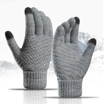 Зимните възли дебели топли студентски ръкавици, Модни мъжки и дамски спортни ръкавици за езда на открито, Есенно-зимни ръкавици за сензорен екран