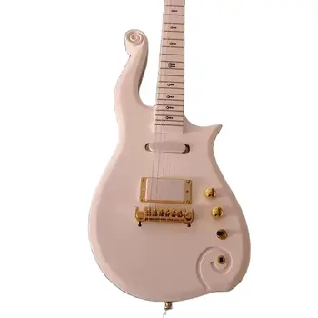 Супер Рядък Принц Облак Лъчисти Перлено бяла електрическа китара, С черна символична инкрустация