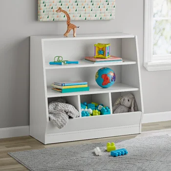 Кошница за съхранение Your Kids Zone и книжен шкаф с две рафтове, бял