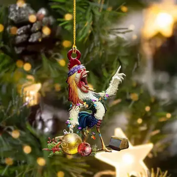 Подвесное украса на съвсем малък с петел, за украса на Коледна елха, многократна употреба двустранно украса под формата на коледните Петел, одноцветное украса за Коледа