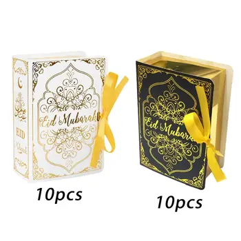 10x Комплект Кутии шоколадови Бонбони Eid Mubarak Празничен Правоъгълник Рамадан Фестивал Универсална Форма на Книгата Рамадан Кутии За Бисквити И Предложения Eid Подарък Кутия