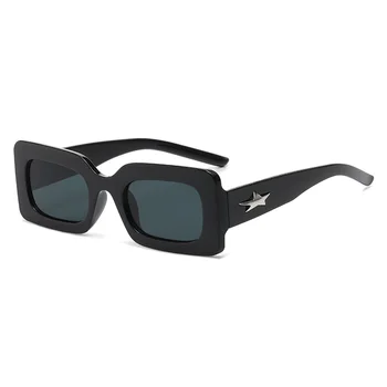 Малки правоъгълни Дамски слънчеви очила, Маркови мъжки UV нюанси, Ретро Квадратни Черни Слънчеви очила 2023, Луксозни Очила, Бяло бижу, Очила