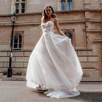 Msikoods Сватбени рокли в стил Бохо 2023, Корсет, апликации във формата на сърце, Дантелено Сватбена рокля на Принцеса и рокля на булката trouwjurk