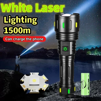 Нов Бял Лазерен Ултра Мощен led фенерче USB Акумулаторна лампа за Къмпинг Высокомощный led фенерче Long Shot Фенер
