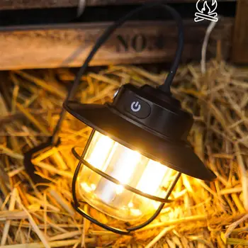 Led Лампа за Къмпинг, Ретро Подвесная Лампа за Палатка, Открит Безстепенно Преносим фенер, Водоустойчива Акумулаторна батерия Авариен лампа