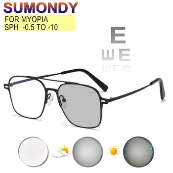 Очила за късогледство От-0.5 до -10 градуса и Поляризирани Слънчеви очила с Клипсой За Мъже И Жени в Рамка от сплав, Блокер Синя светлина Или Фотохромичните UF103
