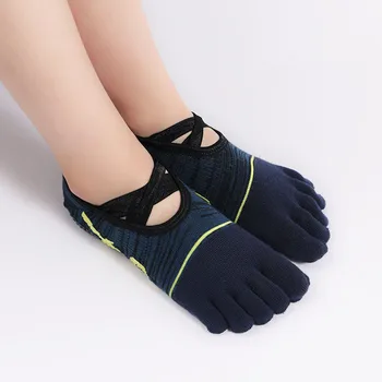 Чорапи за йога с пет чорапи, дамски памучни чорапи на точки, силиконови нескользящие чорапи за пилатес
