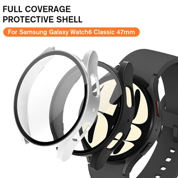 Твърда рамка за PC 2в1 + Защитен Калъф От закалено Стъкло За Samsung Galaxy Watch6 40 мм 44 мм Самсунг Watch 6 Classic 43 mm 47 mm