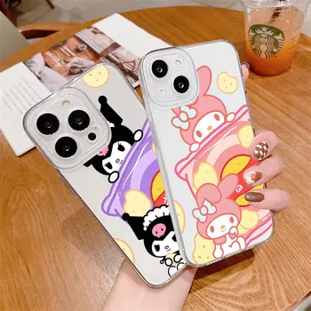 Калъф Hello Kitty Kuromi Melody Cinnamoroll Прозрачен За iPhone 15 Калъф За iPhone 11 12 13 14 Pro Max Mini 7 8 6 X XR XS SE Plus Калъф