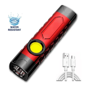 Преносим led фенерче Mini COB Work Light USB Акумулаторна лампа за къмпинг 18650 с клипс 3 режима на Мощен фенер за Риболов