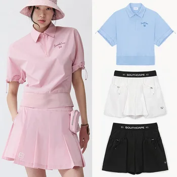 Женски костюм за голф South cape, Пола-чадър, 23 Летни Поло С деколте Наполовина джоб, Дишаща тениска С къс ръкав